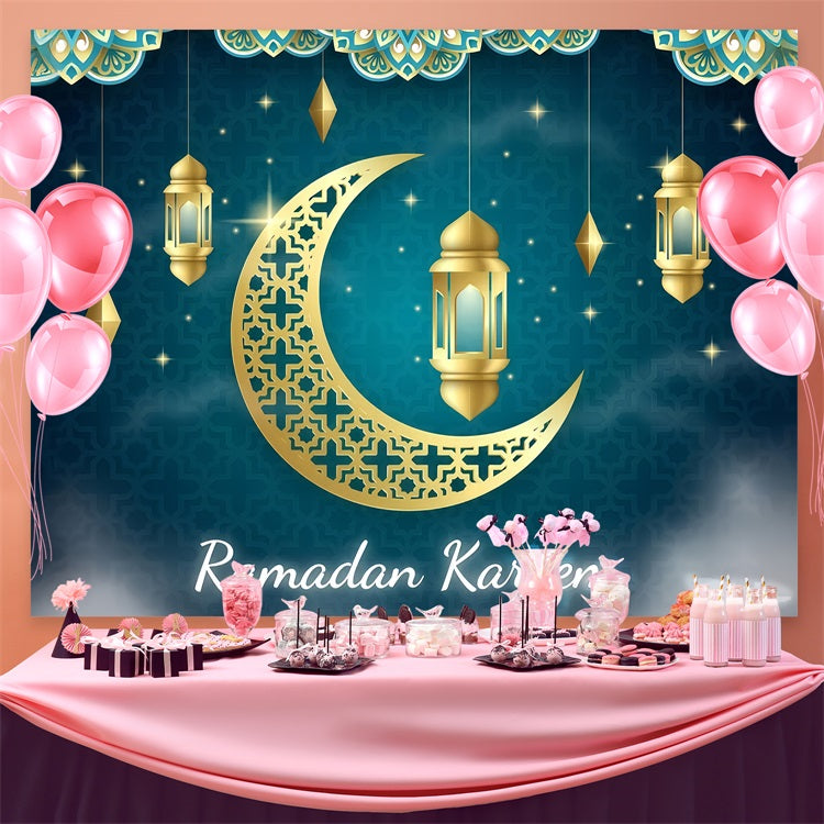 Ramadan Backdrops Gold Halbmond Laterne Backdrop GQ3-5