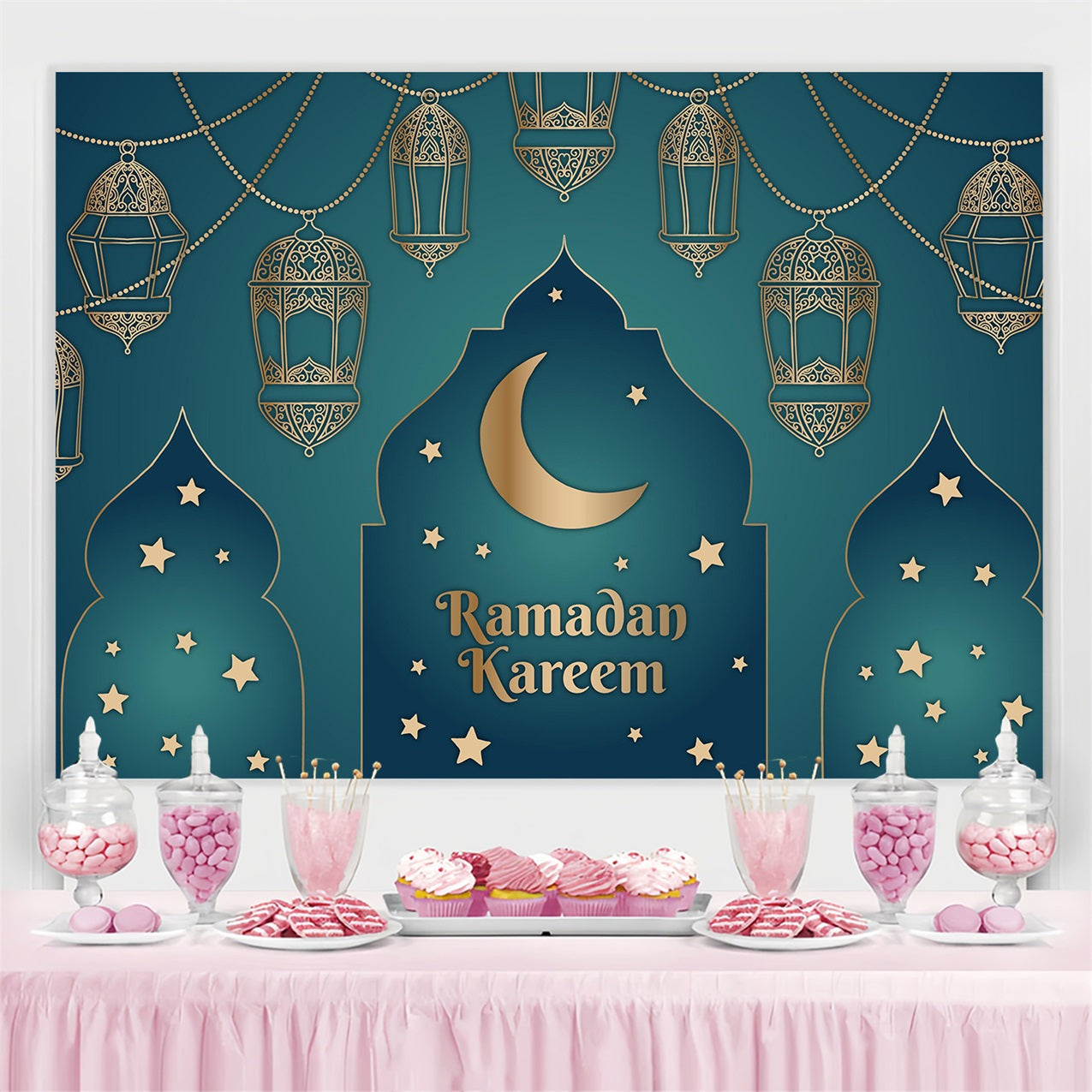 Ramadan Mubarak Backdrop Traditionelle Kareem-Szene Backdrop GQ3-6