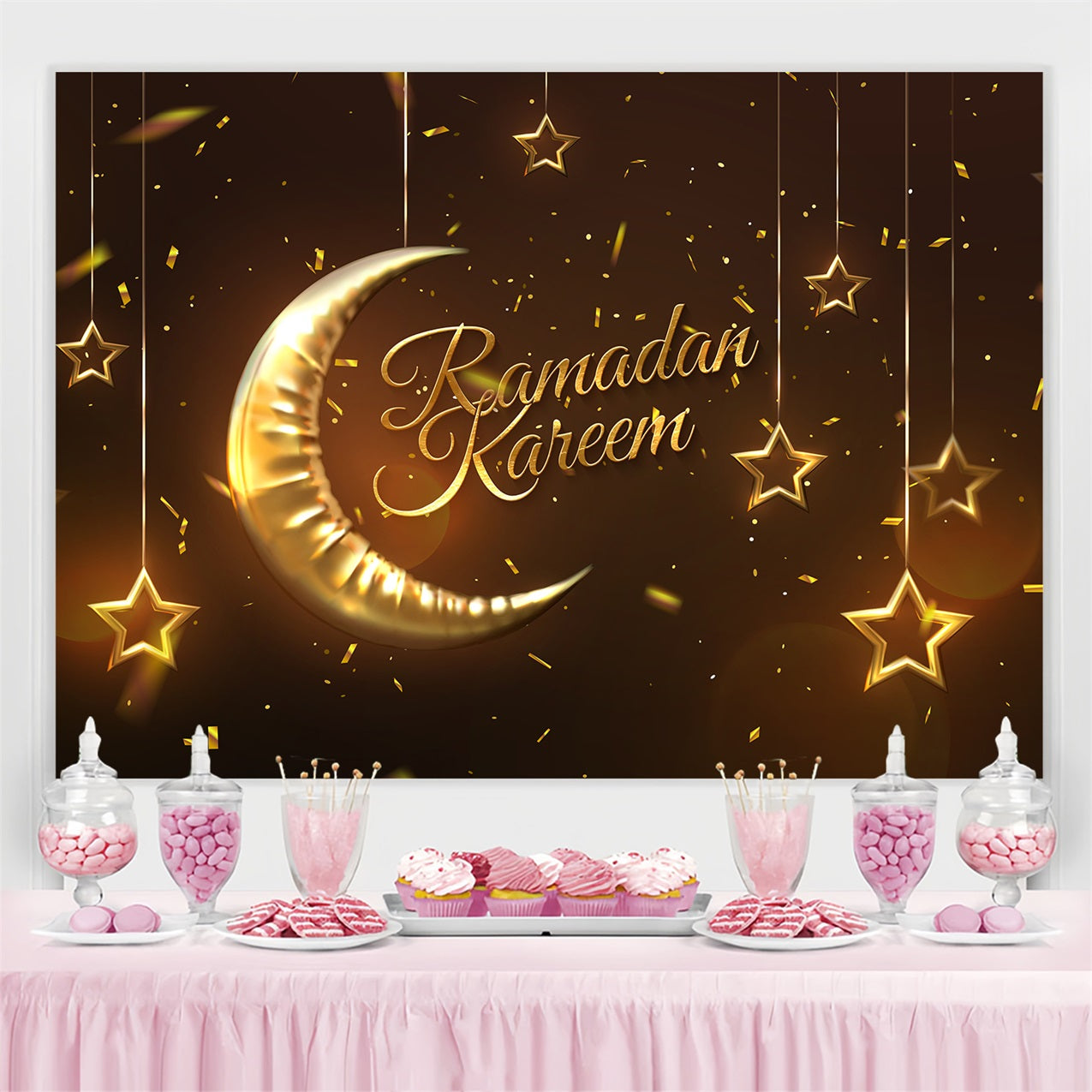 Ramadan Backdrops Goldene Mondsichel Backdrop GQ3-7