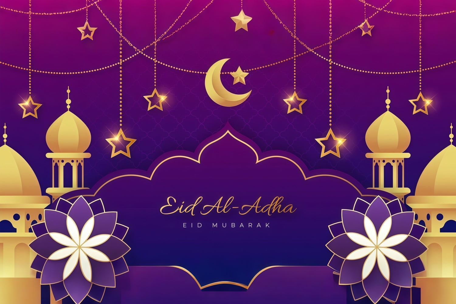Eid Mubarak Backdrop Islamisches Fest Lila Glühen Backdrop GQ3-77
