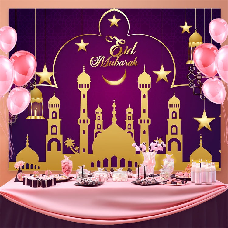 Eid Mubarak Backdrop Festival Hängelampen Lila Backdrop GQ3-85