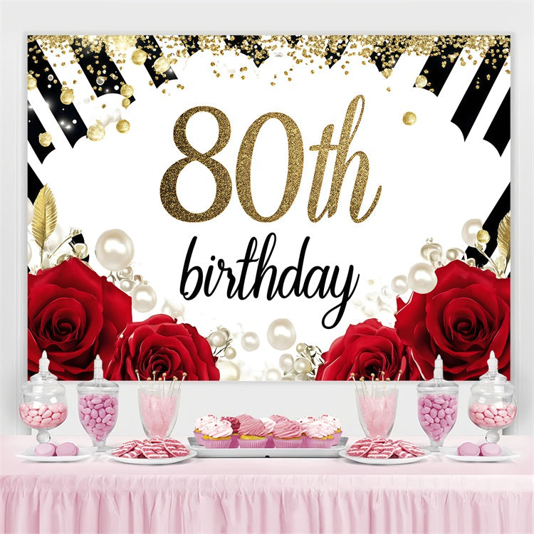 Geburtstag Backdrops Blumen Funkeln Striped Rahmen Personalisierte Backdrop GQ4-2