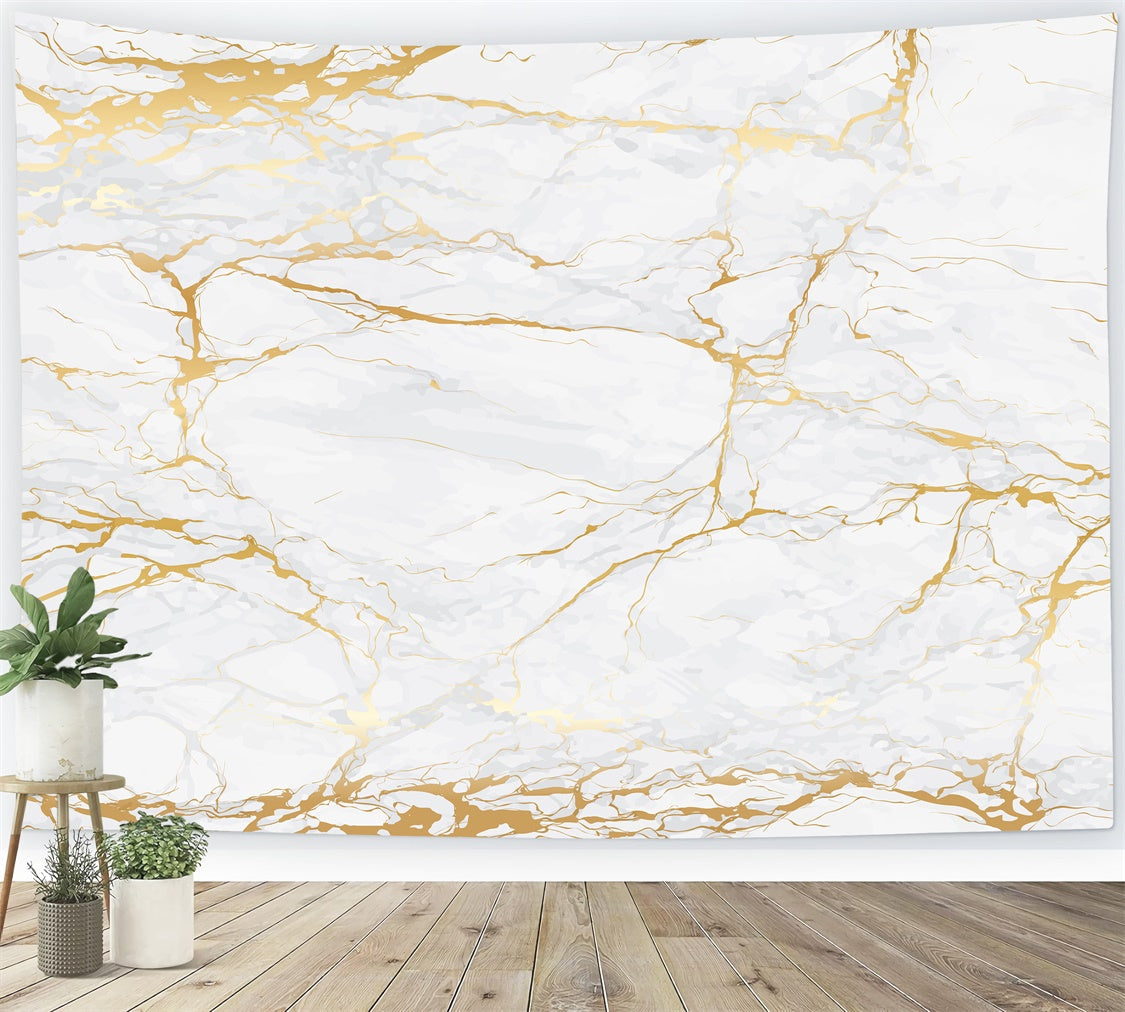 Marmor Fotokulisse Weißer Marmor Gold Riss Kulisse GQ4-145