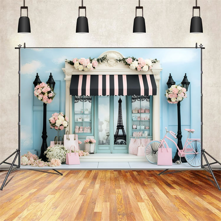 Paris Fotokulissen Mode Schaufenster Fahrrad Hintergrund GQ4-163