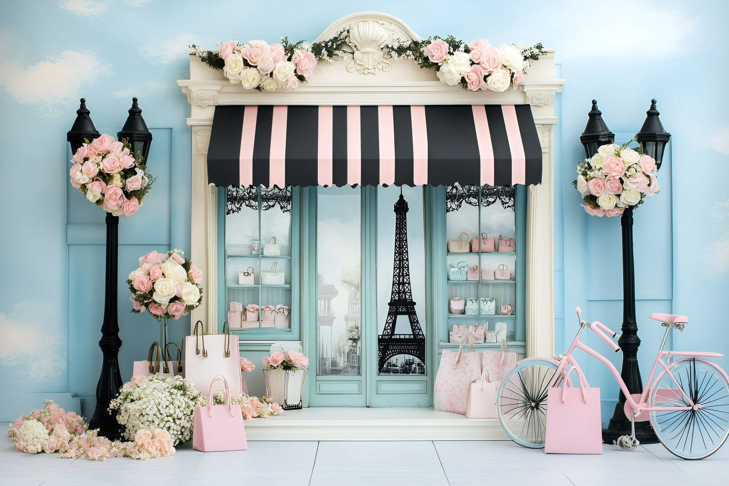 Paris Fotokulissen Mode Schaufenster Fahrrad Hintergrund GQ4-163