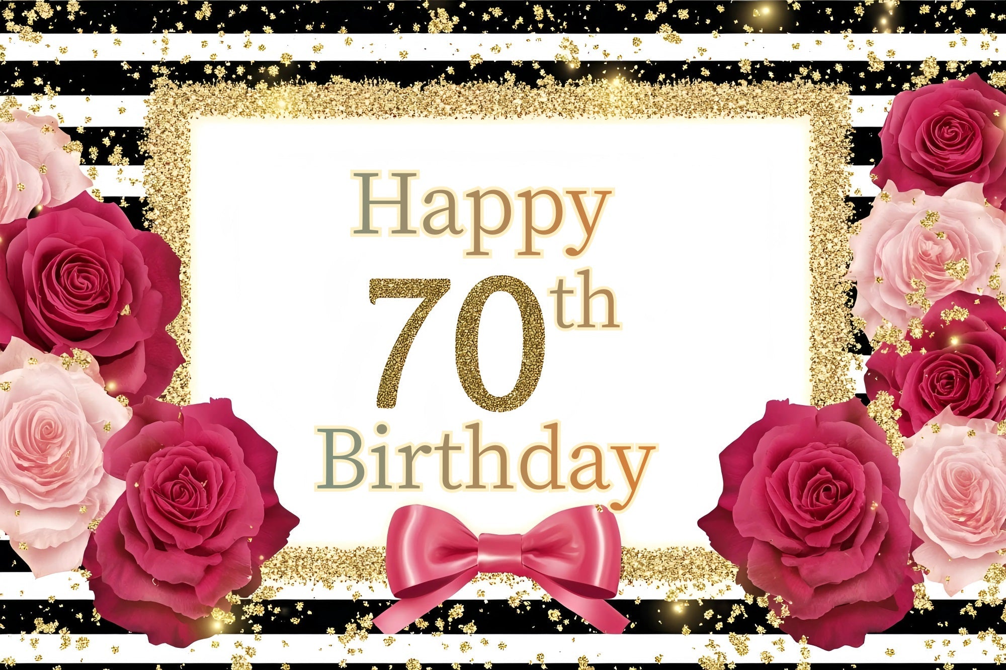 Happy Geburtstag Backdrop Romantic 90th Blumen Leuchten Benutzerdefinierte Backdrop GQ4-3