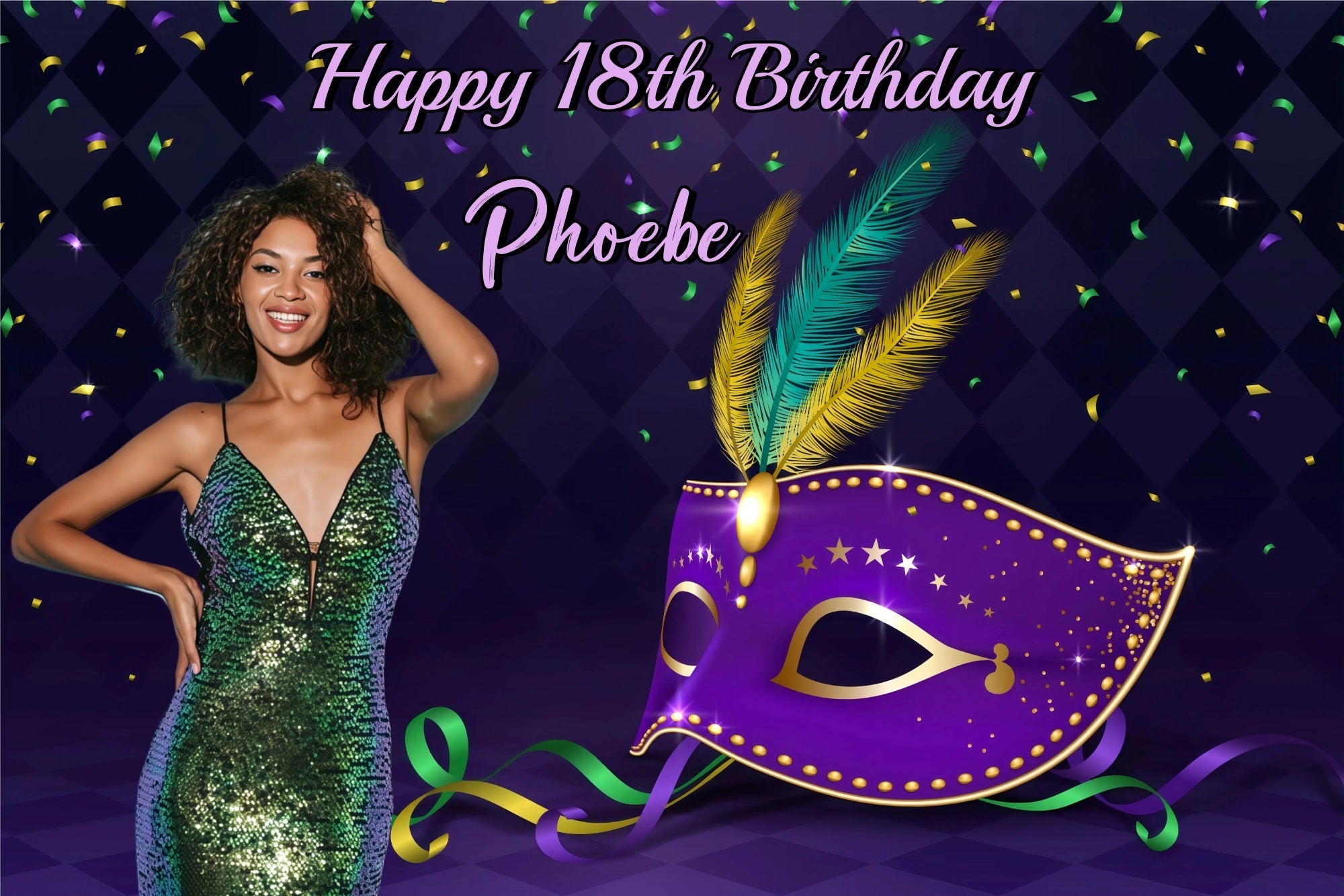 Personalisierte Geburtstag Backdrop Konfetti Maskerade Party Backdrop GQ4-222