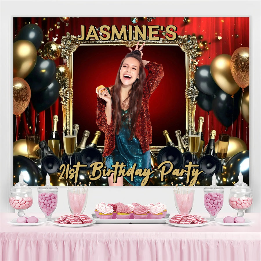 Personalisierte 21st Birthday Backdrop Sparkling Champagne Ballon Hintergrund GQ4-224