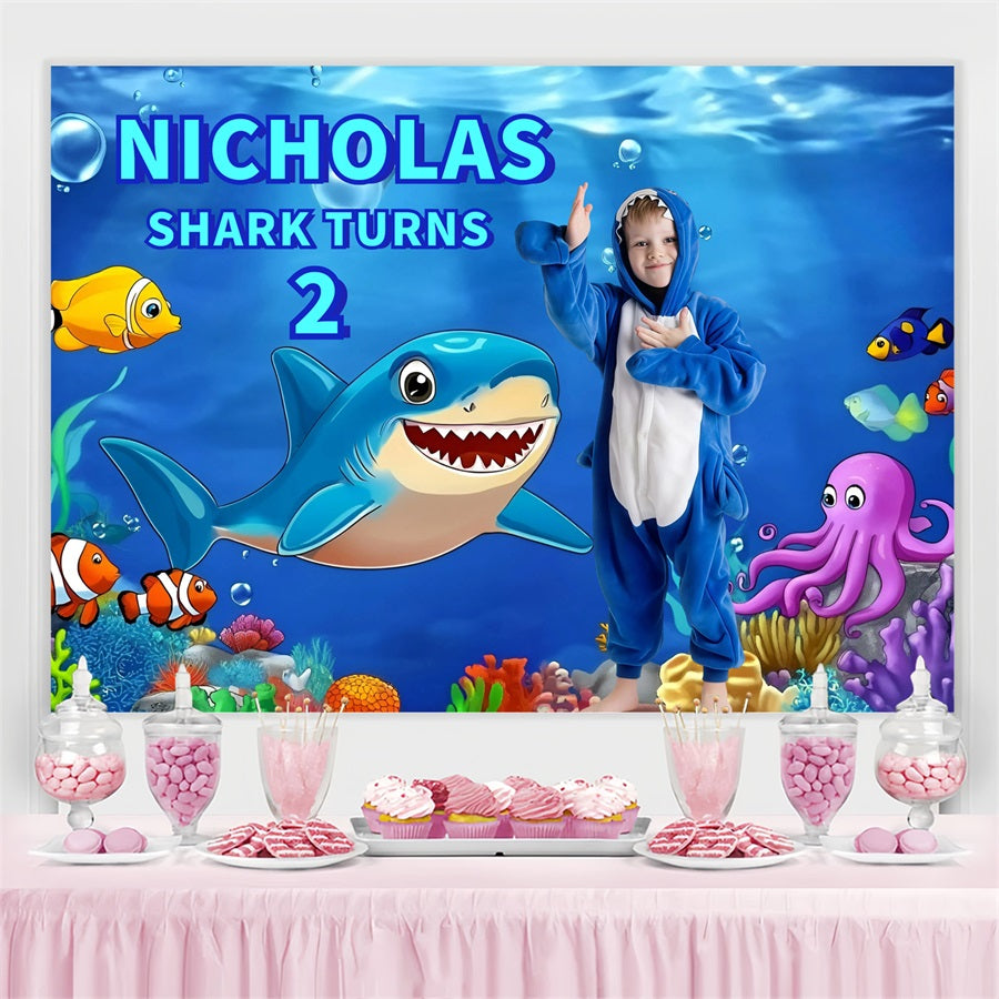 Custom Birthday Backdrops Ozean Freunde Hai Backdrop GQ4-230