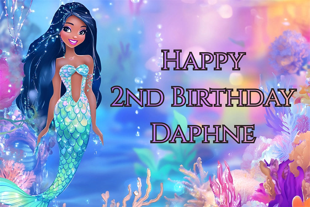 Geburtstag Backdrop Personalisierte Dreamy Mermaid Adventure Backdrop GQ4-237