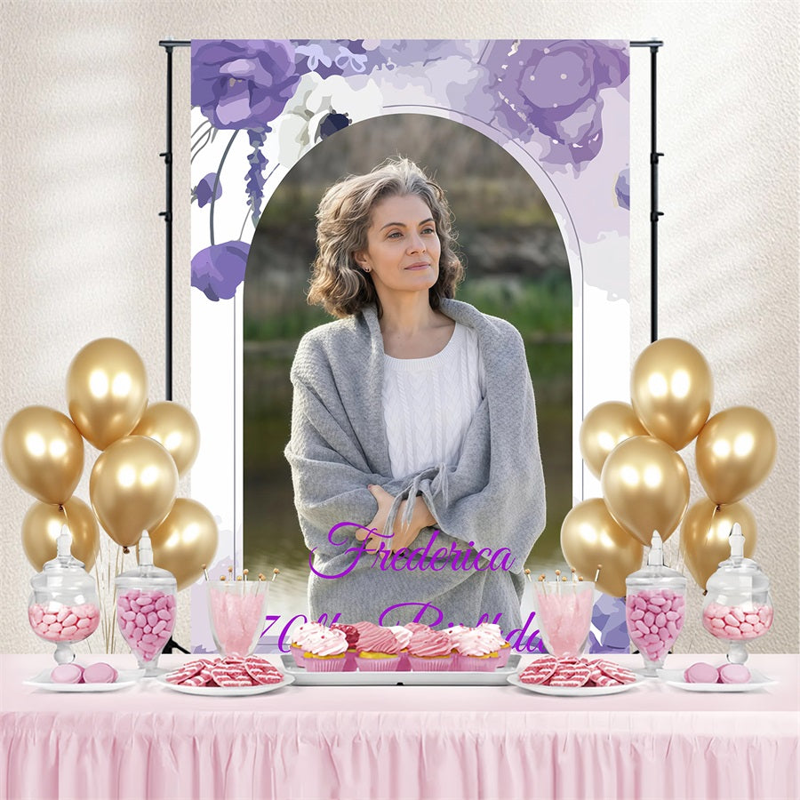 Benutzerdefinierte Happy Birthday Backdrop Blumen 70. Party Hintergrund GQ4-240