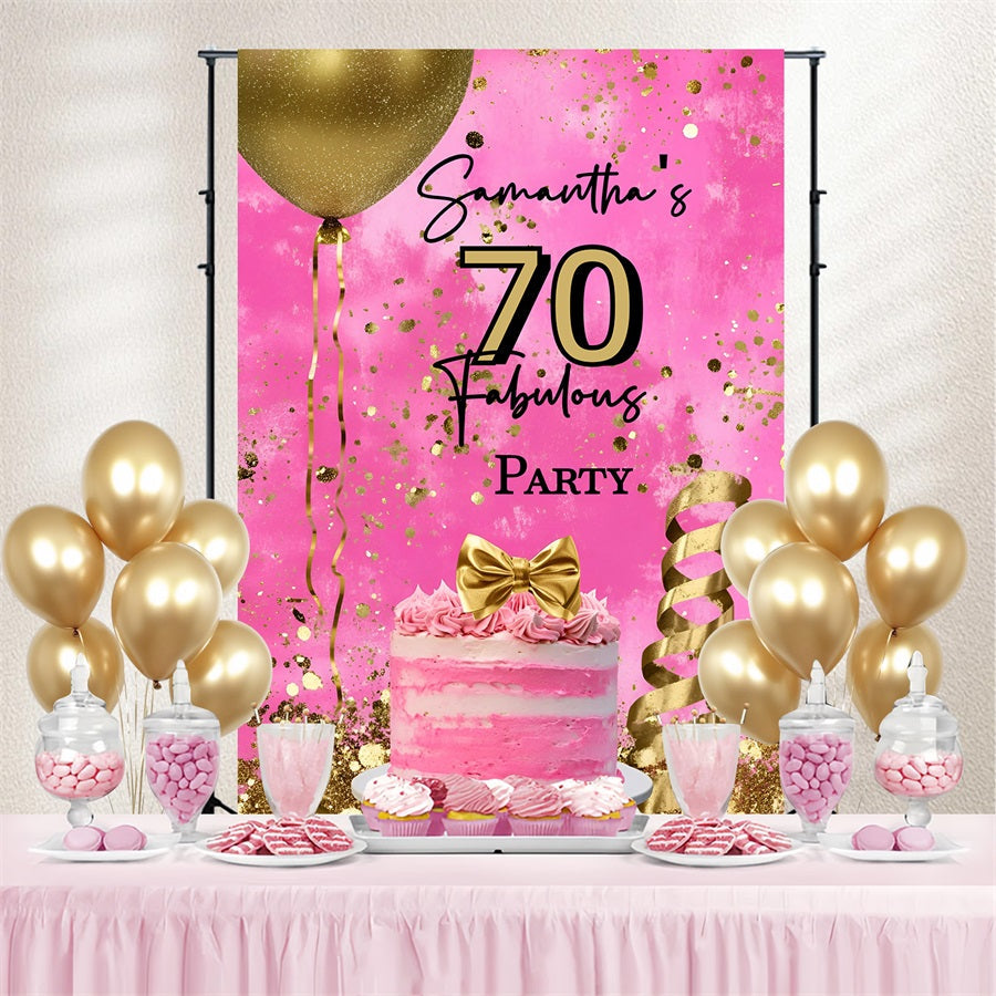 Personalisierte 70. Geburtstag Backdrop Kuchen Ballon Konfetti Hintergrund GQ4-241