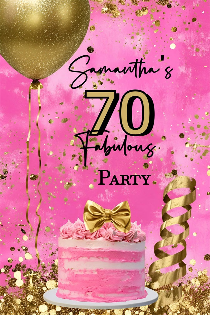 Personalisierte 70. Geburtstag Backdrop Kuchen Ballon Konfetti Hintergrund GQ4-241