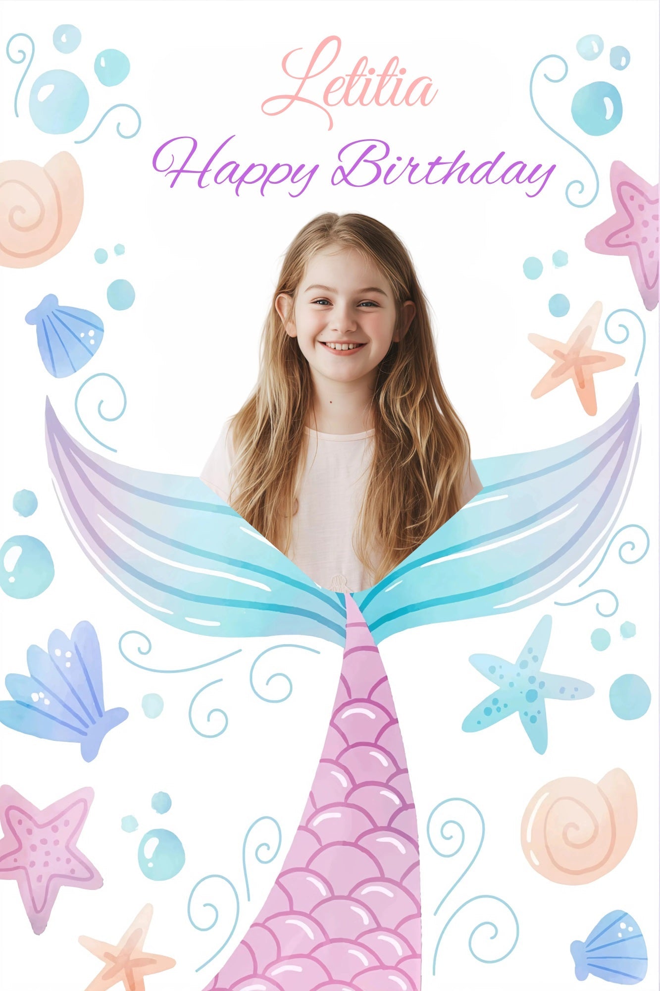 Personalisierte Backdrops Geburtstag Meerjungfrau Schwanz Party Backdrop GQ4-247