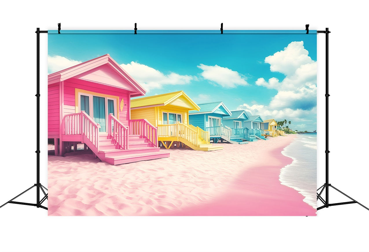 Strand Backdrop Fotografie Bunte Sommer Hütten Hintergrund GQ4-254