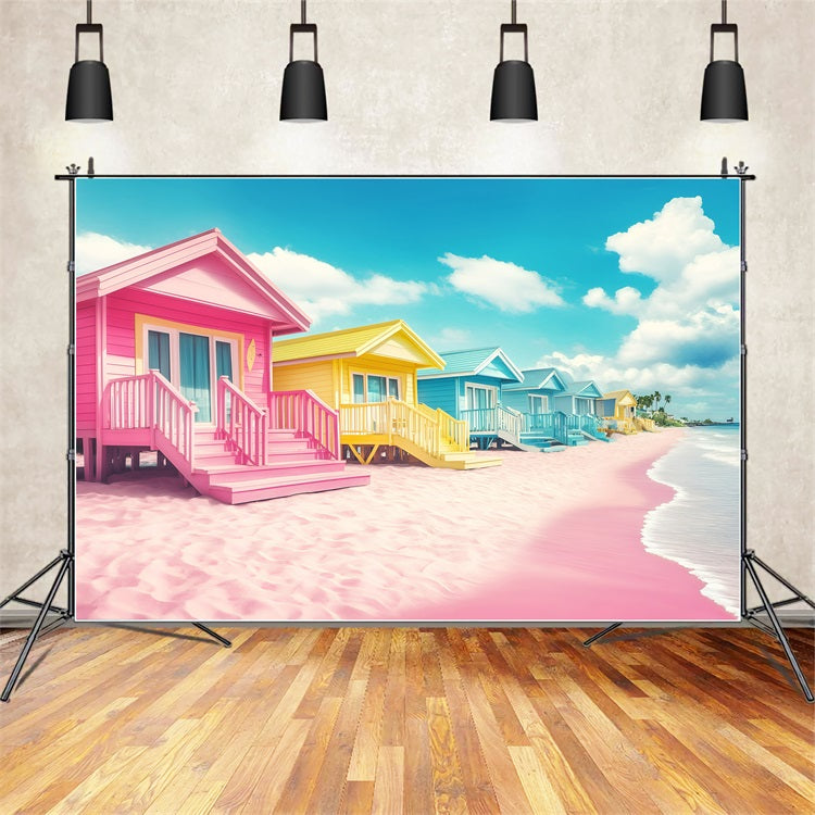 Strand Backdrop Fotografie Bunte Sommer Hütten Hintergrund GQ4-254