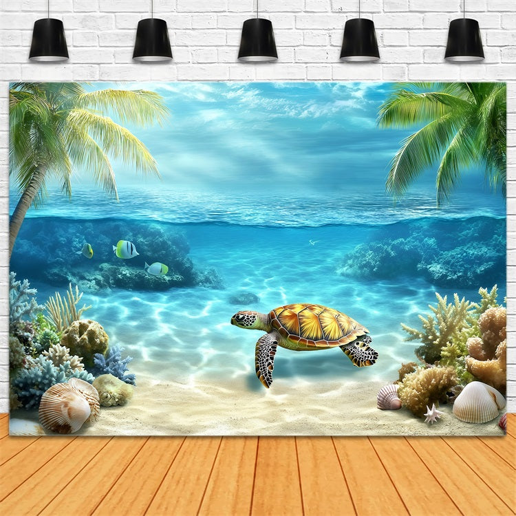 Tropischer Hintergrund Unterwasser-Schildkröte Sommerhintergrund GQ4-264