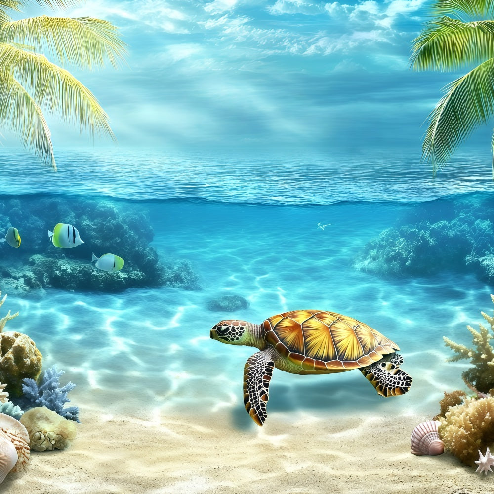 Tropischer Hintergrund Unterwasser-Schildkröte Sommerhintergrund GQ4-264