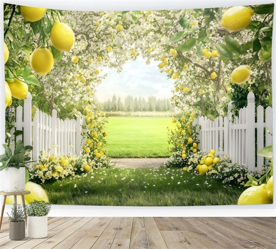 Zitrone Backdrop Blühender Sommerbaum Pfad Backdrop GQ4-265