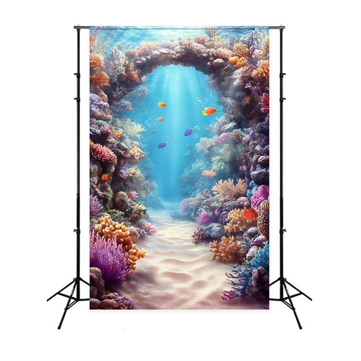 Strand Backdrop Sommer Korallenbogen Unterwasser Hintergrund GQ4-295
