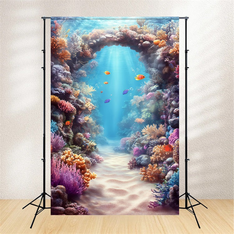Strand Backdrop Sommer Korallenbogen Unterwasser Hintergrund GQ4-295