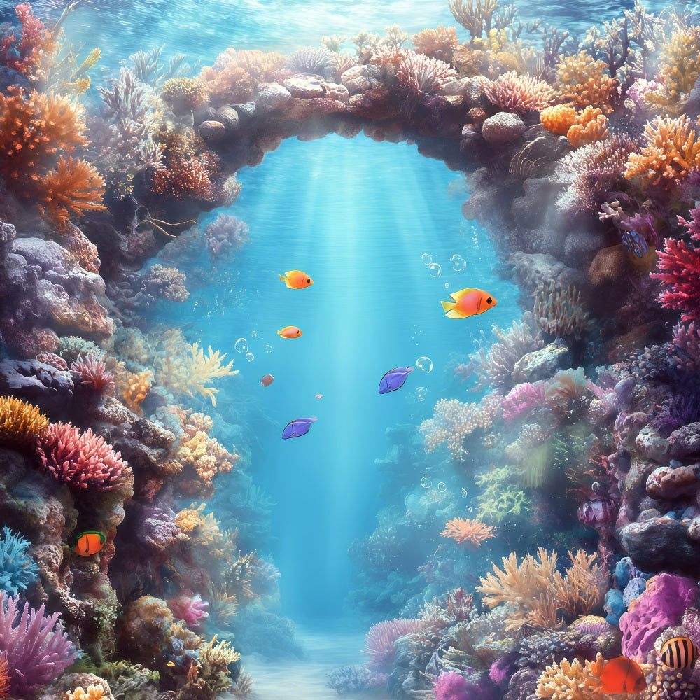 Strand Backdrop Sommer Korallenbogen Unterwasser Hintergrund GQ4-295
