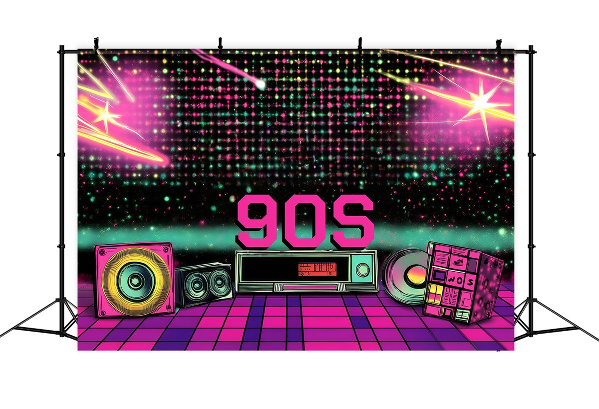 90er Jahre Fotohintergrund Retro Disco Party Lichter Vintage Backdrop GQ4-308