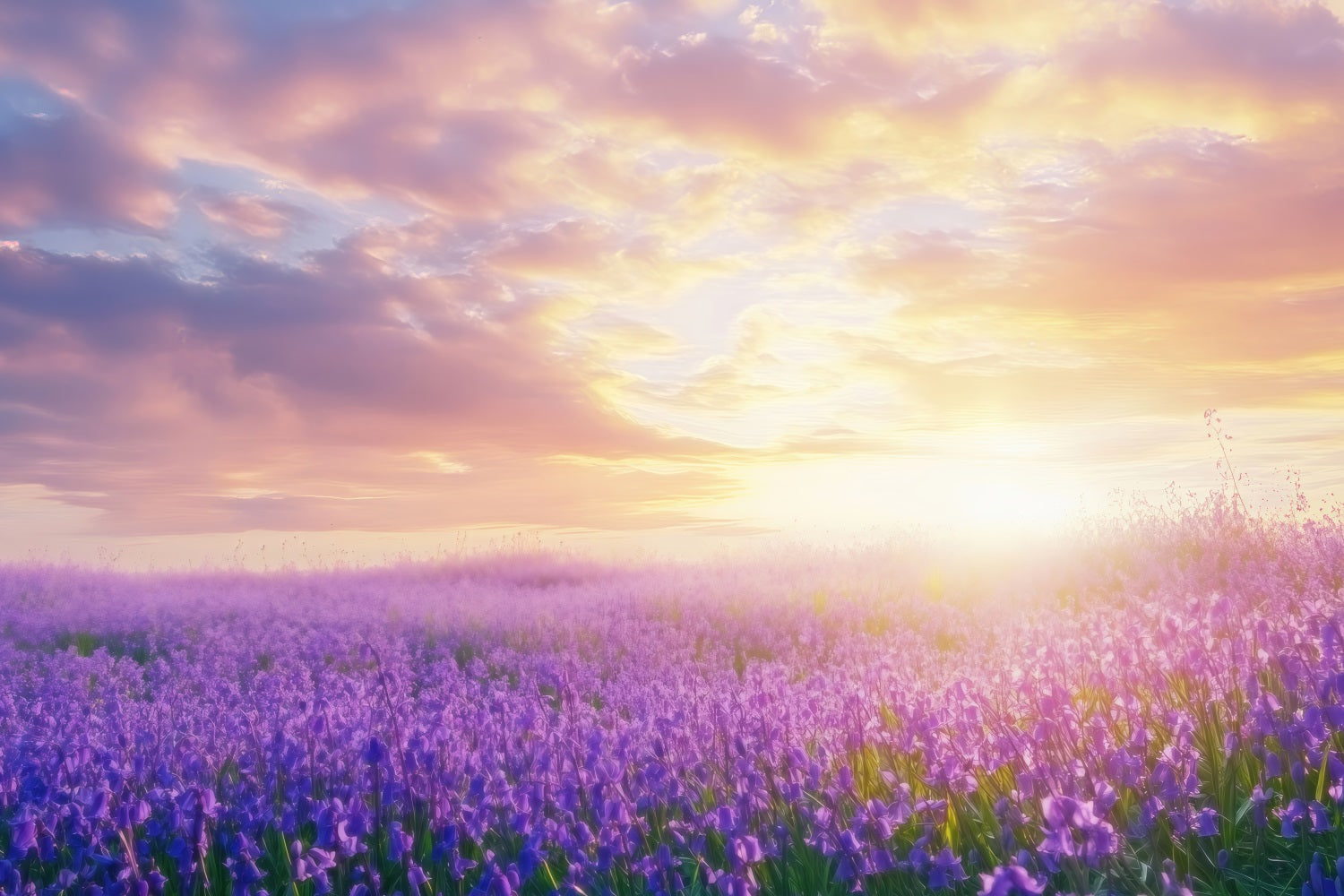 Lavendel Backdrops Traumlandschaft Sonnenaufgang Fotohintergrund GQ4-31