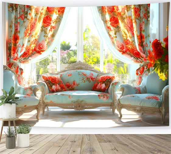 Vintage Backdrops für Fotografie Chic Rose Curtain Sofa Backdrop GQ4-323
