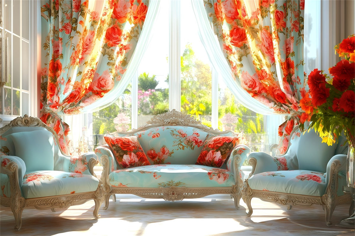 Vintage Backdrops für Fotografie Chic Rose Curtain Sofa Backdrop GQ4-323
