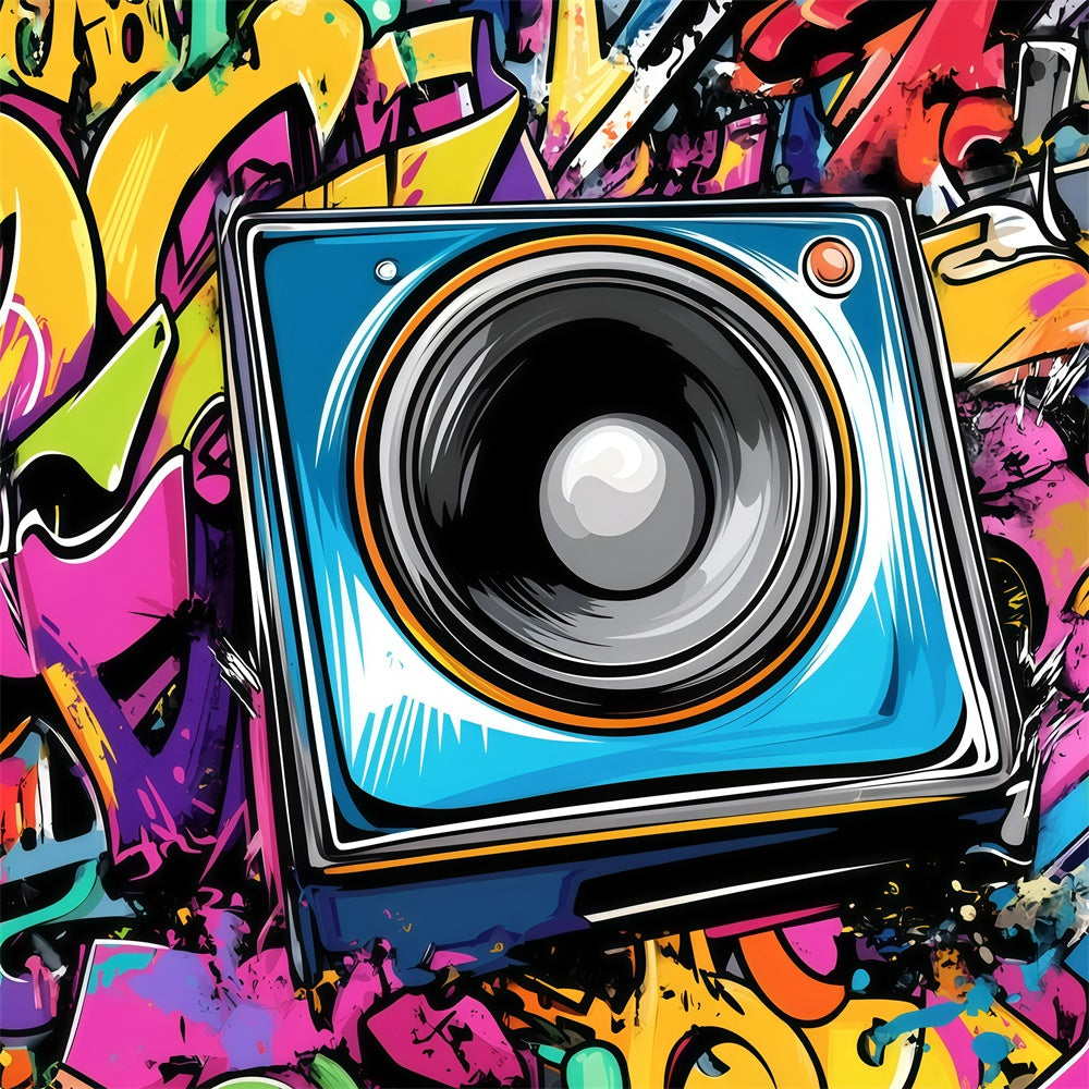 Vintage Fotografie Hintergründe Bunte Graffiti Lautsprecher Wand Hintergrund GQ4-334