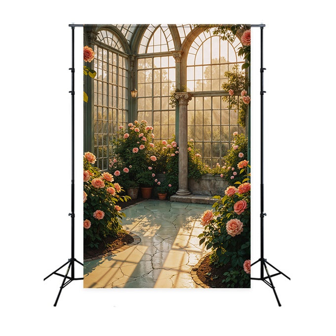 Antiker Hintergrund Eleganter Blumengarten Säule Vintage Fotokulisse GQ4-339