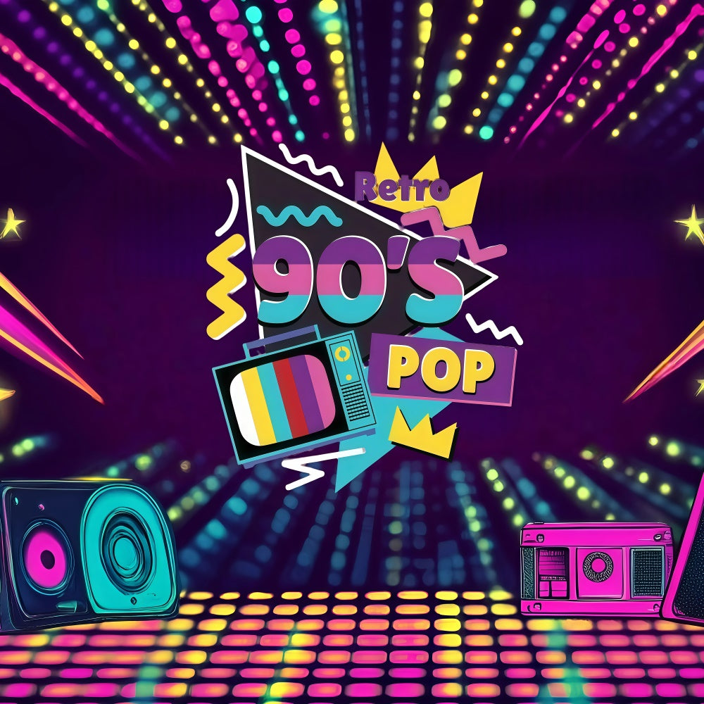 90er Jahre Fotohintergrund Lebendige Neon Pop Ära Hintergrund GQ4-354