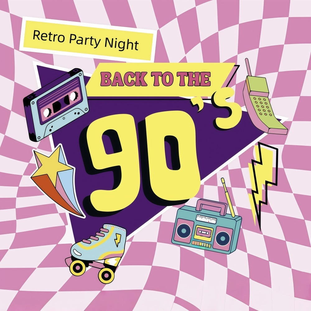 90er Jahre Backdrop Cartoon Style Retro Icons Backdrop GQ4-357