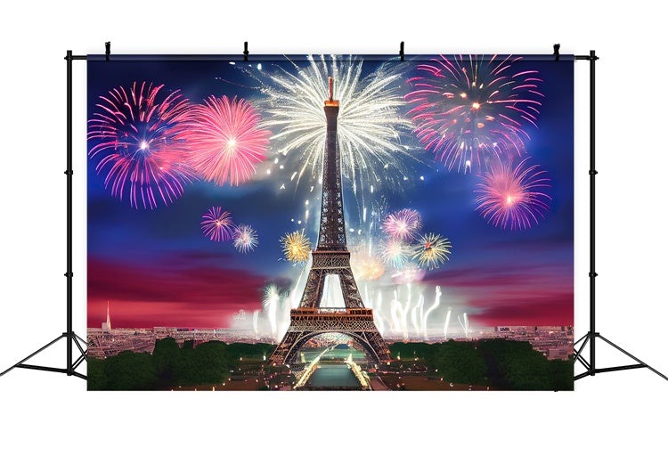 Nacht in Paris Kulisse funkelnde Feuerwerk Eiffelturm Kulisse GQ4-36