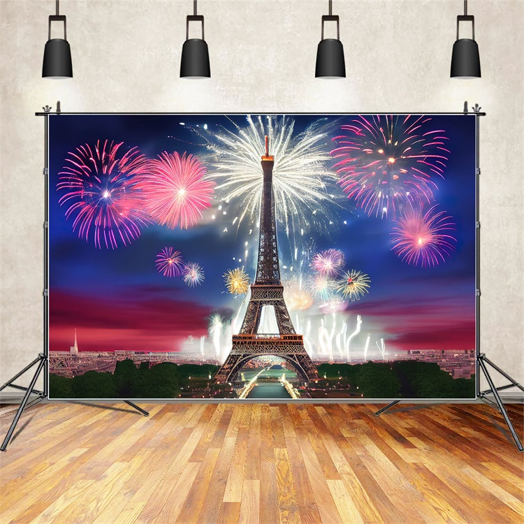 Nacht in Paris Kulisse funkelnde Feuerwerk Eiffelturm Kulisse GQ4-36