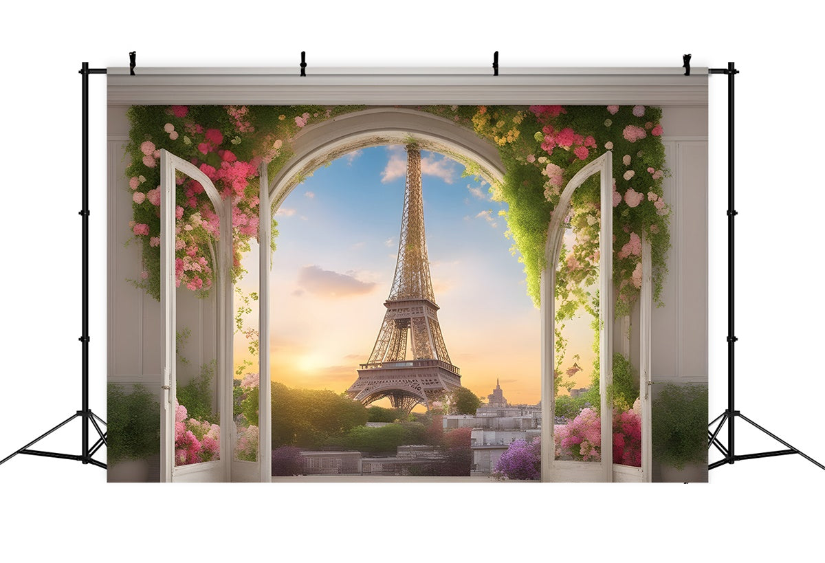 Paris Fotografie Backdrop Eiffelturm Fensterblick Backdrop GQ4-40