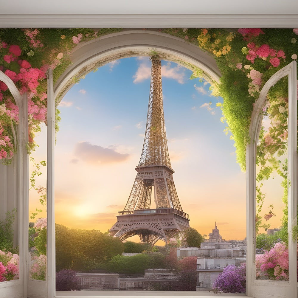 Paris Fotografie Backdrop Eiffelturm Fensterblick Backdrop GQ4-40