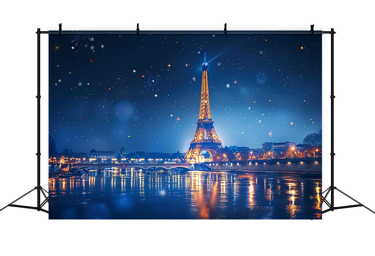 Nacht in Paris Kulisse Sternenhimmel Paris Fluss Kulisse GQ4-46