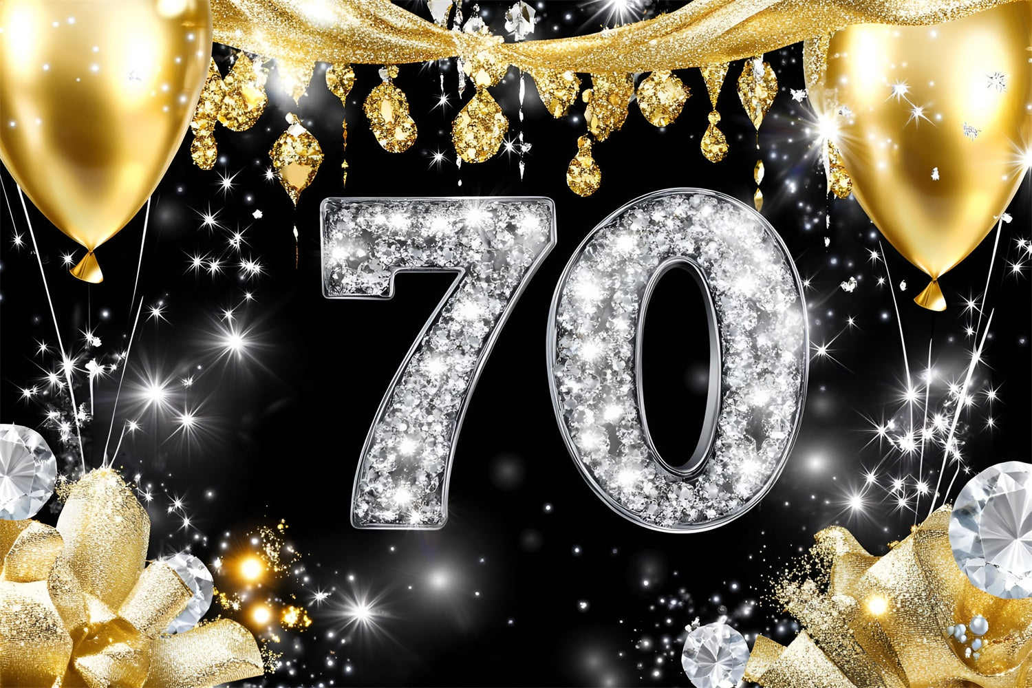 Benutzerdefinierte Geburtstag Backdrops Feuerwerk Glitzer Ballon Backdrop GQ4-6