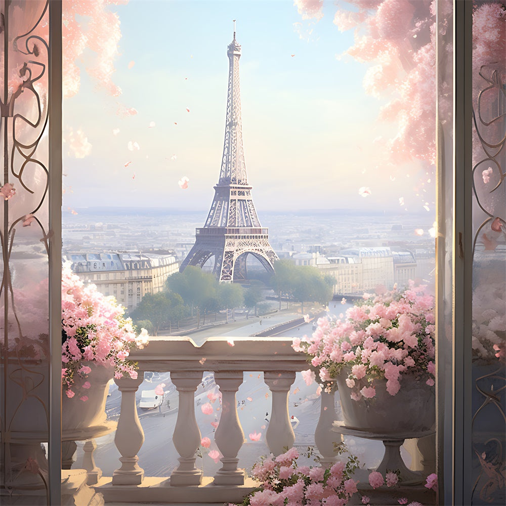 Paris Fotografie Backdrop Balkon Blumen Stadtansicht Backdrop GQ4-65