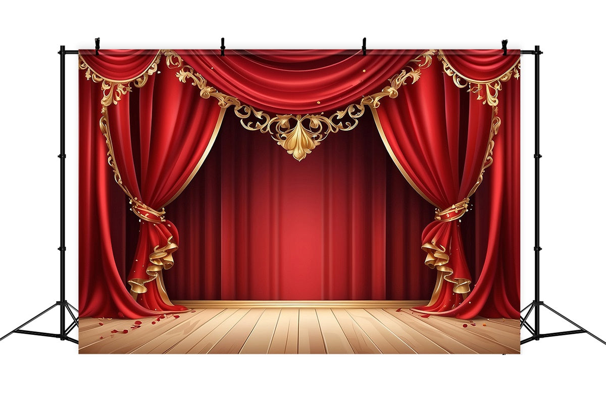 Roter Teppich Fotohintergrund Goldbesatz Roter Vorhang Backdrop GQ4-86