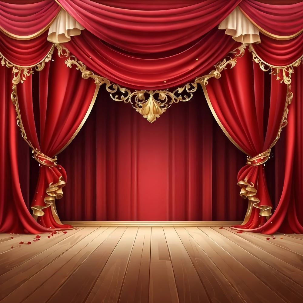 Roter Teppich Fotohintergrund Goldbesatz Roter Vorhang Backdrop GQ4-86