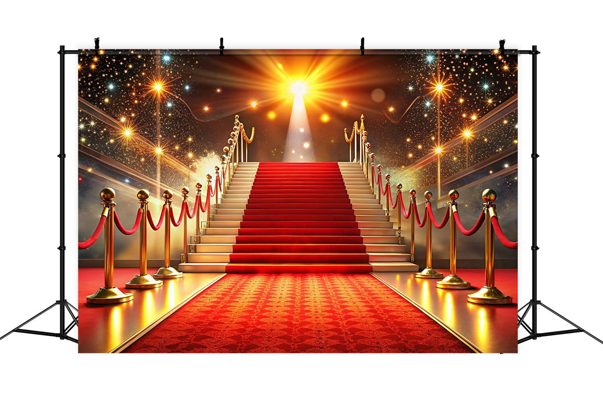 Roter Teppich Fotokulisse Luxuriöse Treppe funkelt Hintergrund GQ4-91