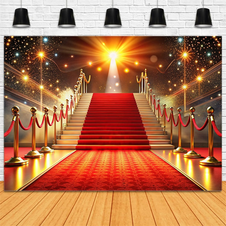 Roter Teppich Fotokulisse Luxuriöse Treppe funkelt Hintergrund GQ4-91