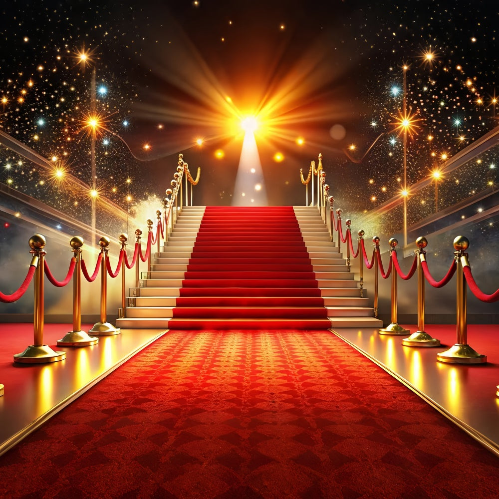 Roter Teppich Fotokulisse Luxuriöse Treppe funkelt Hintergrund GQ4-91