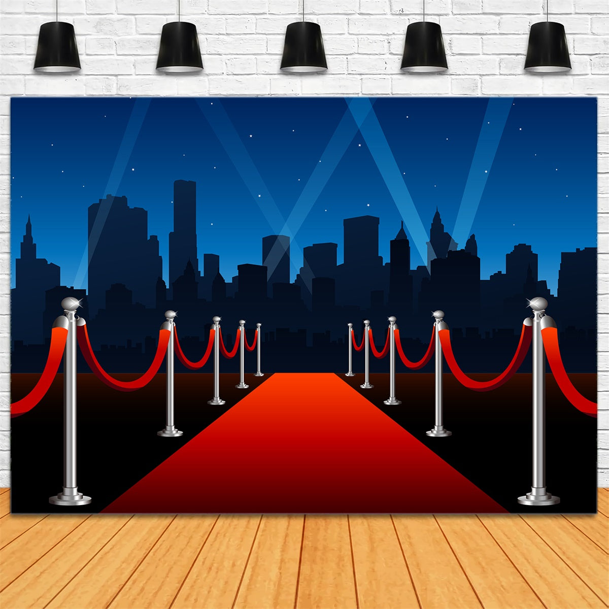 Roter Teppich Fotohintergrund Glamouröse Nacht Stadt Hintergrund GQ4-96
