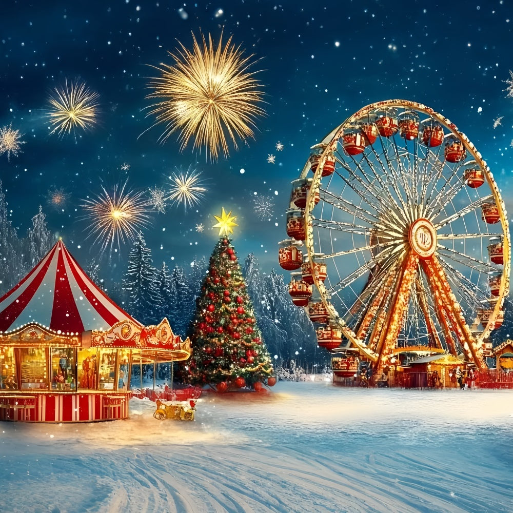 Karneval Backdrops Weihnachten Riesenrad Feuerwerk Backdrop GQ5-118