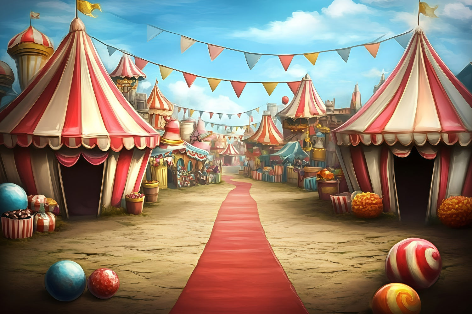 Zirkus Backdrops Karneval Zelte Straße Markt Backdrop GQ5-125