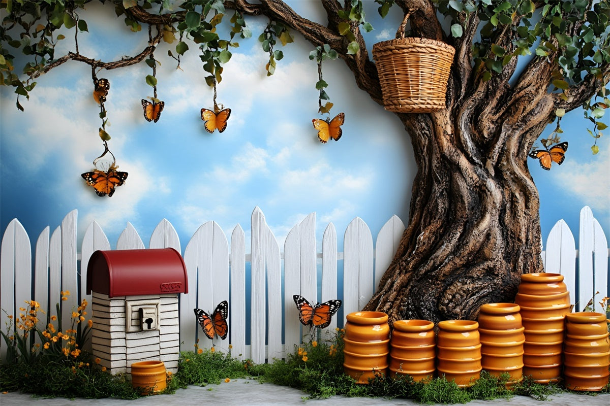 Schmetterling Backdrops Honigglas Sommerzaun Kinder Backdrops GQ5-145